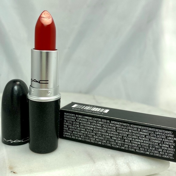 MAC Lustre Lip Care Lipstick Lady Bug Med-Dark Red - Picture 8 of 8